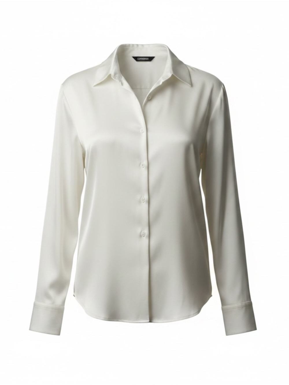 Express Women's Satin Button-Up Blouse - Cream